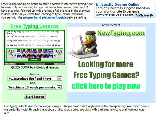 FreeTypingGame.Net - Free Touch Typing Lessons