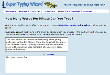 Super Typing Wizard - Words Per Minute Test
