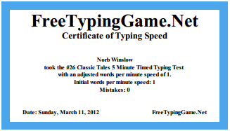 FreeTypingGame.net certificate